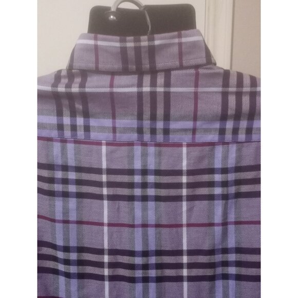 Burberry London Men's Purple Plaid Button Down Shirt USA Made Sz Large L - Picture 7 of 12